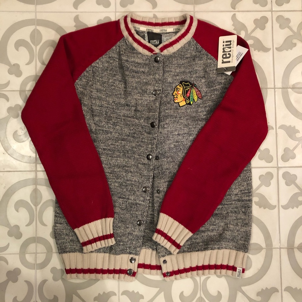 Chicago Blackhawks letterman sweater